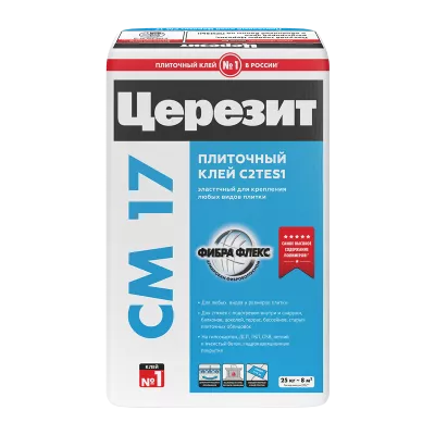 Эластичный клей Церезит CM 17 с армирующими микроволокнами Fibre Force для любых видов плитки