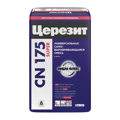 Универсальная самовыравнивающаяся смесь Церезит CN 175 Super с армирующими микроволокнами Fibre Force (от 3 до 60 мм)
